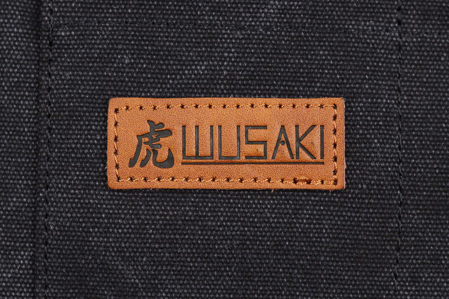 Tablier de cuisine Wusaki en toile noire charbon et cuir 83x67,5cm - Taille unique