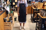 Tablier de cuisine Wusaki en toile noire charbon et cuir 83x67,5cm - Taille unique