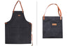 Tablier de cuisine Wusaki en toile noire charbon et cuir 83x67,5cm - Taille unique