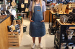 Tablier de cuisine Wusaki en toile bleue et cuir 83x67,5cm - Taille unique