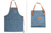 Tablier de cuisine Wusaki en toile bleue et cuir 83x67,5cm - Taille unique