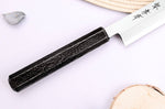Couteau yanagiba japonais 21cm Sakai Takayuki Nanairo manche en résine ABS laquée