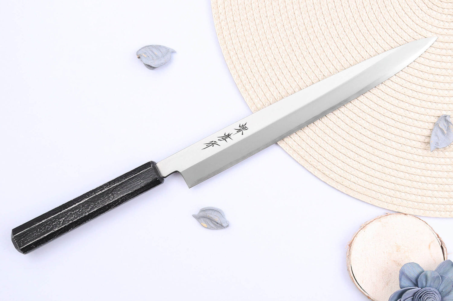 Couteau yanagiba japonais 24cm Sakai Takayuki Nanairo manche en résine ABS laquée
