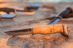 Couteau Arctic Legend Hobby Knife AL903 artisanal lame 9,5cm manche en bouleau + étui en cuir