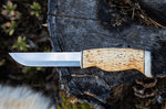 Couteau Arctic Legend Bear Knife AL866 artisanal lame 14,5cm manche en bouleau frisé + étui en cuir