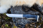 Couteau Arctic Legend Bear Knife AL880 artisanal lame 14,5cm manche en bois teinté + étui en cuir