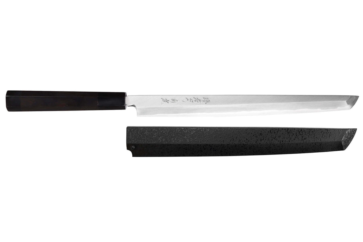 Couteau sakimaru takohiki japonais artisanal 27cm Sakai Takayuki Byakko manche en ébène + étui