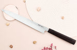 Couteau yanagiba japonais artisanal 24cm Sakai Takayuki Byakko manche en ébène + étui