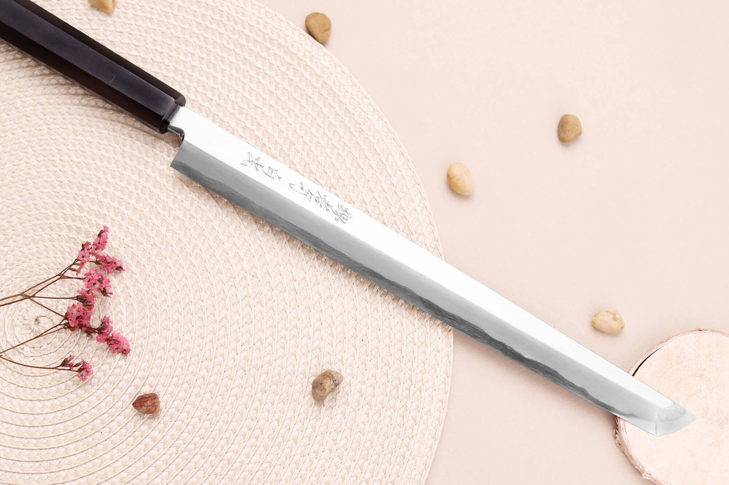 Couteau sakimaru takohiki japonais artisanal 27cm Sakai Takayuki Byakko manche en ébène + étui