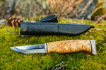 Couteau Arctic Legend Handicraft AL989 artisanal lame 7,7cm manche en bouleau + étui en cuir