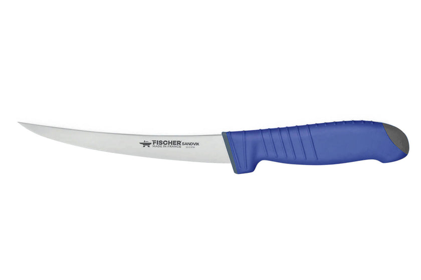 Couteau à désosser semi-flexible 17 cm Fischer SWE-STEEL manche bleu