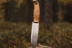 Couteau Helle Nord H670 lame en acier 14,7cm manche en bouleau frisé + étui en cuir