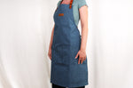 Tablier de cuisine Wusaki en toile bleue et cuir 83x67,5cm - Taille unique