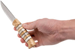 Couteau Helle Arv H014 lame en inox 9cm manche en bouleau et bois de cerf avec cuir + étui en cuir