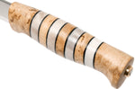 Couteau Helle Arv H014 lame en inox 9cm manche en bouleau et bois de cerf avec cuir + étui en cuir