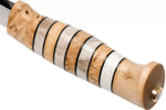 Couteau Helle Arv H014 lame en inox 9cm manche en bouleau et bois de cerf avec cuir + étui en cuir