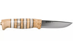 Couteau Helle Arv H014 lame en inox 9cm manche en bouleau et bois de cerf avec cuir + étui en cuir