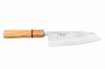 Couteau santoku 16,5cm japonais artisanal Yuzo SLD olivier et sequoia