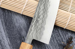 Couteau santoku 16,5cm japonais artisanal Yuzo SLD olivier et sequoia