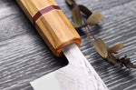 Couteau santoku 16,5cm japonais artisanal Yuzo SLD olivier et sequoia
