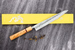 Couteau sujihiki 24cm japonais artisanal Yuzo SLD olivier et sequoia