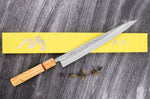 Couteau sujihiki 27cm japonais artisanal Yuzo SLD olivier et sequoia