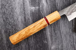 Couteau sujihiki 24cm japonais artisanal Yuzo SLD olivier et sequoia
