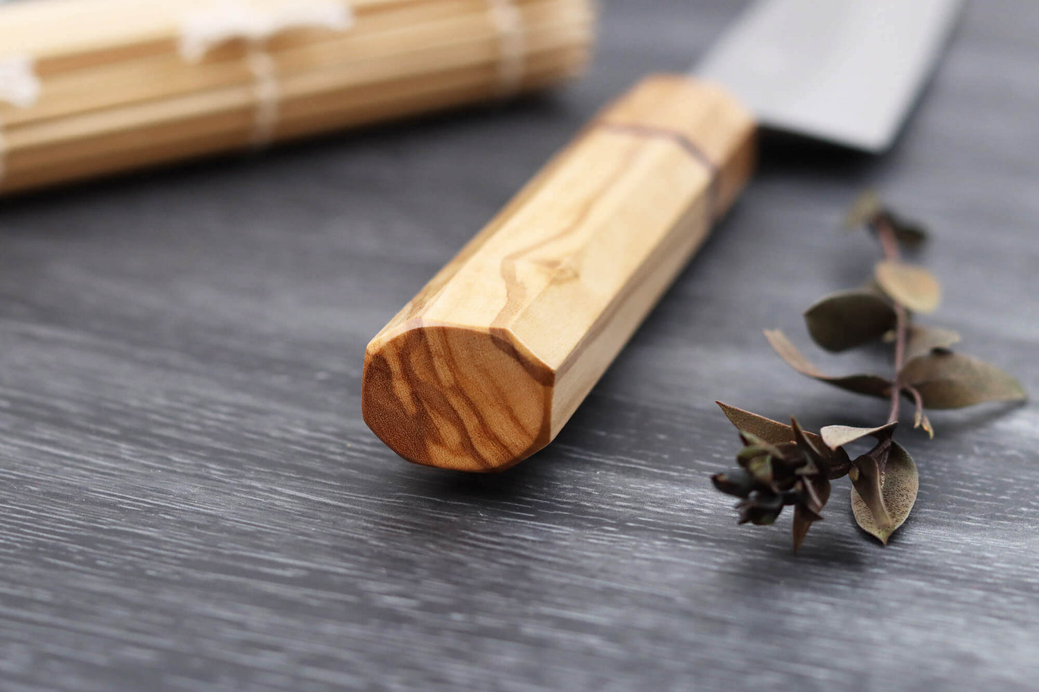Couteau sujihiki 24cm japonais artisanal Yuzo SLD olivier et sequoia