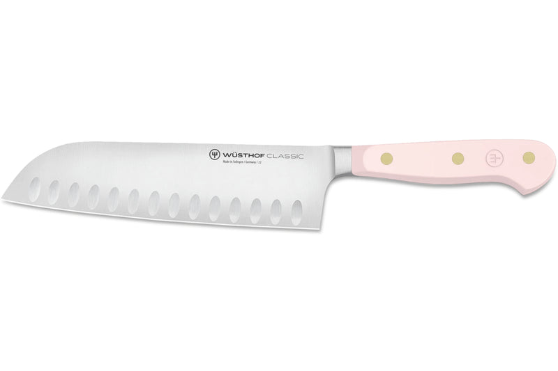 Couteau santoku Wusthof Classic Colour Pink Himalayan Salt forgé lame alvéolée 17cm