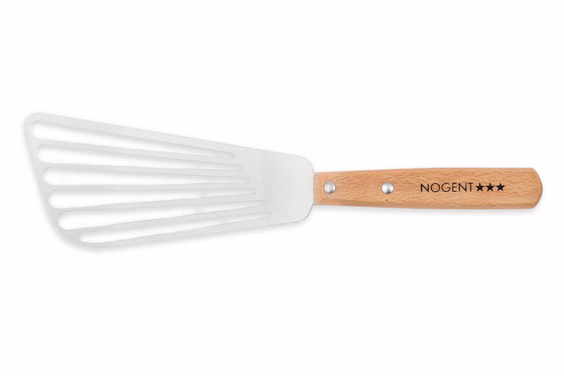 Pelle de cuisine ajourée en inox Nogent manche en bois de hêtre 28cm