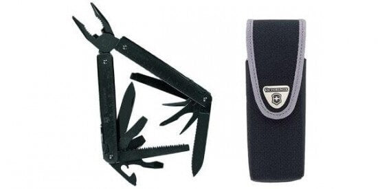 Pince Swisstool Victorinox anti-reflets 12 pièces lame ondulée + étui nylon