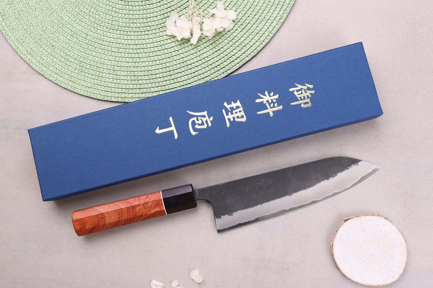 Couteau gyuto 18cm japonais artisanal Masashi Yamamoto BS1 Black Nashiji