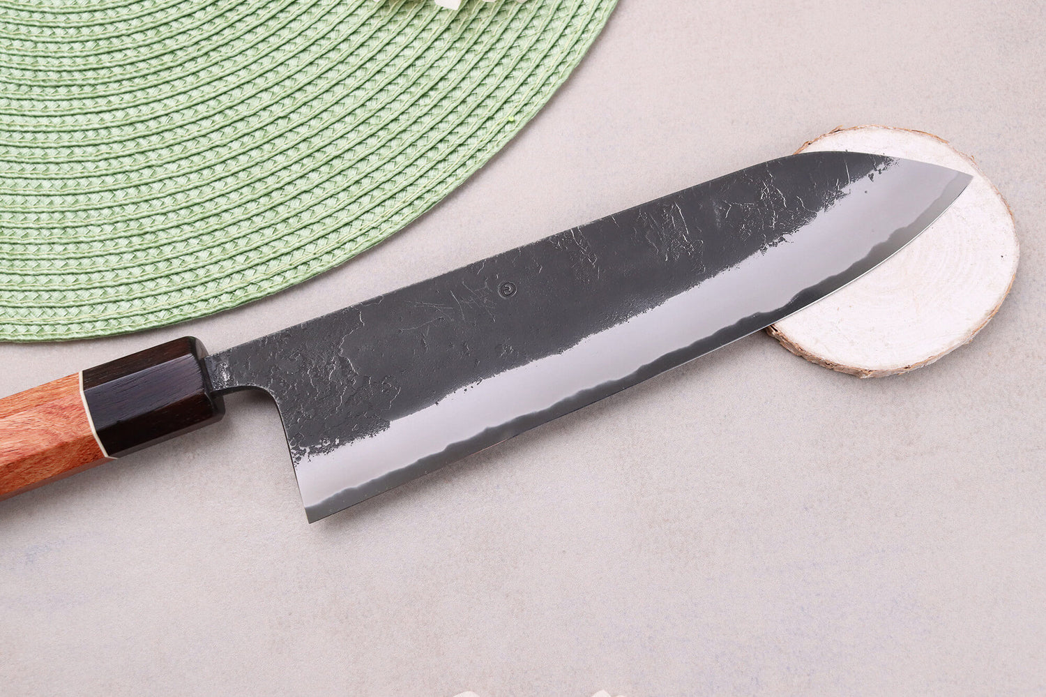 Couteau gyuto 21cm japonais artisanal Masashi Yamamoto BS1 Black Nashiji