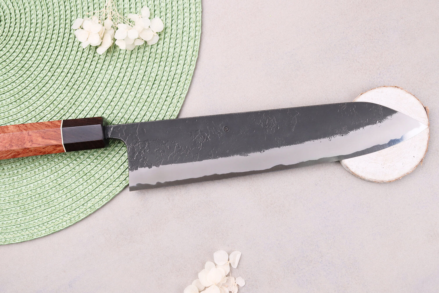 Couteau gyuto 24cm japonais artisanal Masashi Yamamoto BS1 Black Nashiji