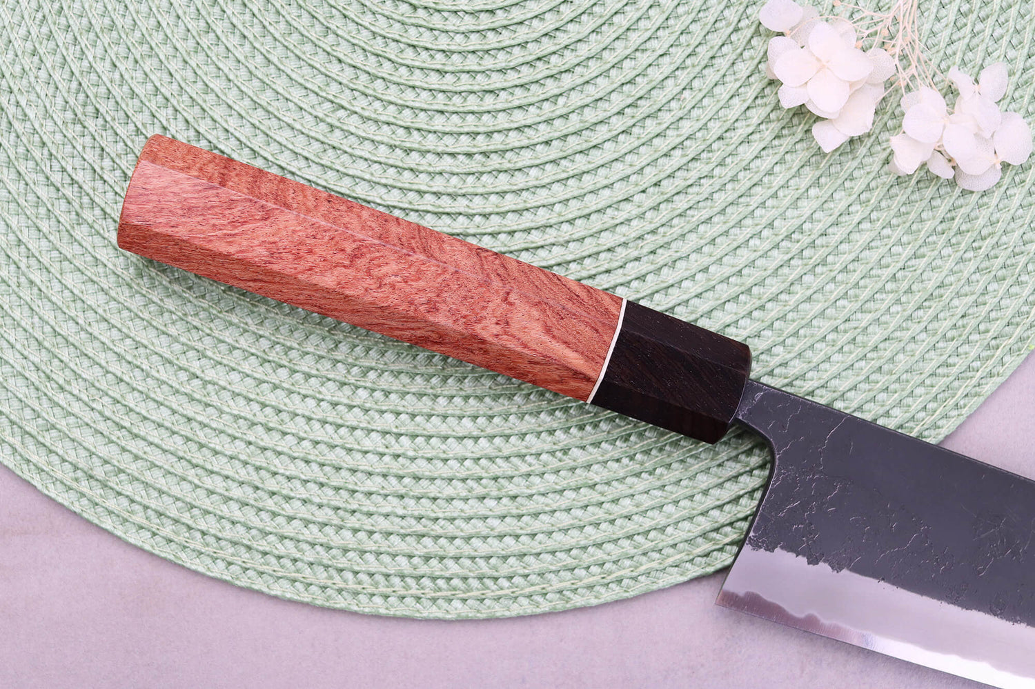 Couteau gyuto 24cm japonais artisanal Masashi Yamamoto BS1 Black Nashiji