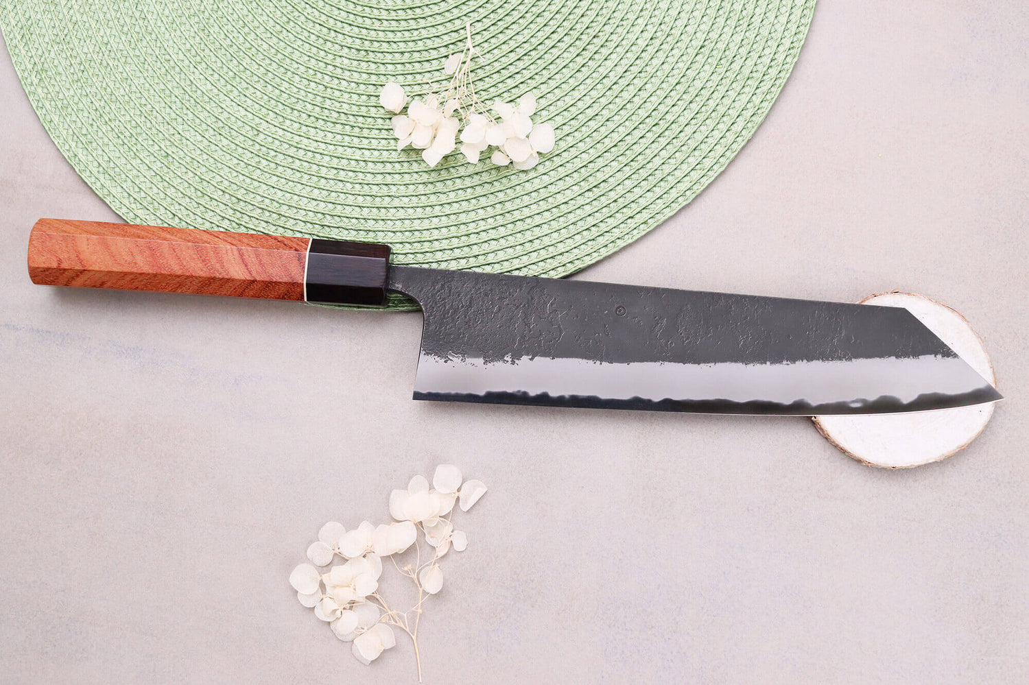 Couteau kiritsuke 24cm japonais artisanal Masashi Yamamoto BS1 Black Nashiji