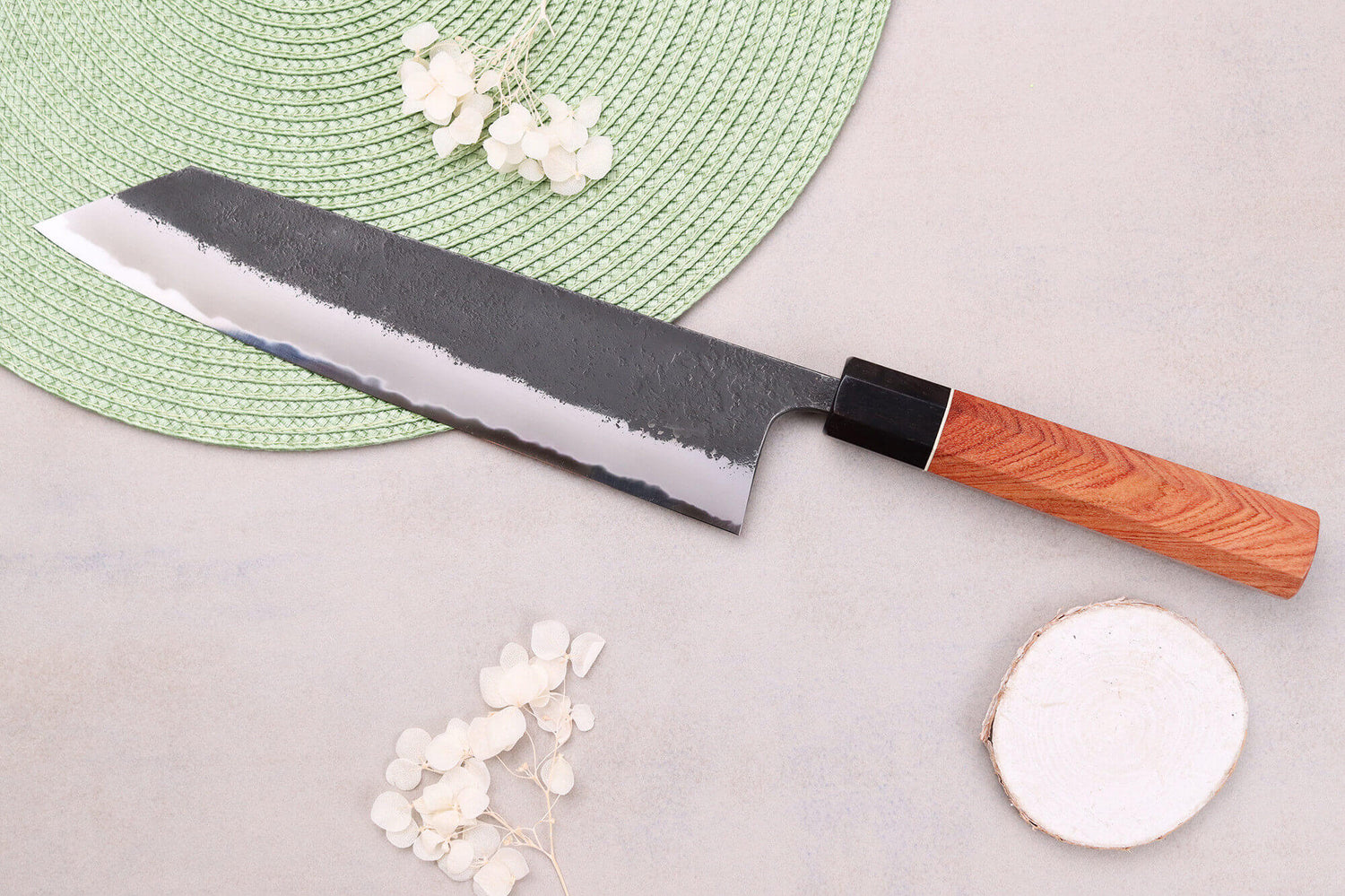 Couteau kiritsuke 24cm japonais artisanal Masashi Yamamoto BS1 Black Nashiji