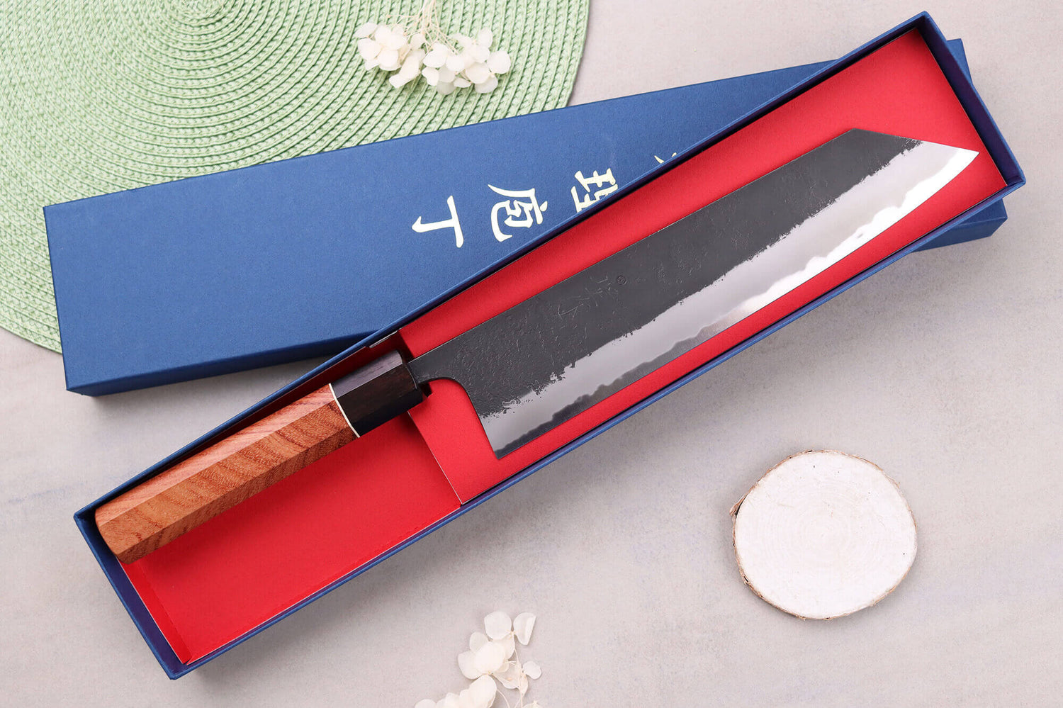 Couteau kiritsuke 24cm japonais artisanal Masashi Yamamoto BS1 Black Nashiji