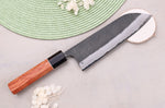 Couteau santoku 18cm japonais artisanal Masashi Yamamoto BS1 Black Nashiji