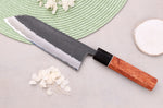 Couteau santoku 18cm japonais artisanal Masashi Yamamoto BS1 Black Nashiji