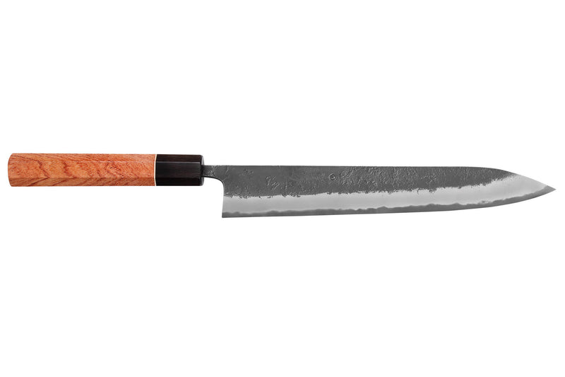 Couteau sujihiki 24cm japonais artisanal Masashi Yamamoto BS1 Black Nashiji