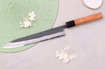 Couteau sujihiki 24cm japonais artisanal Masashi Yamamoto BS1 Black Nashiji