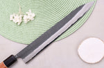 Couteau sujihiki 27cm japonais artisanal Masashi Yamamoto BS1 Black Nashiji
