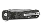 Couteau pliant QSP Hawk 131Q acier damas manche en fibre de carbone noir et aluminium 10,5cm