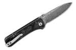 Couteau pliant QSP Hawk 131Q acier damas manche en fibre de carbone noir et aluminium 10,5cm