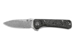 Couteau pliant QSP Hawk 131Q acier damas manche en fibre de carbone noir et aluminium 10,5cm