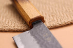Couteau santoku 16,5cm japonais artisanal Yuzo Black AS chêne brûlé