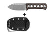 Couteau de cou QSP Canary 141F lame damassée 6,3cm manche ajouré en carbone et cuivre + étui Kydex