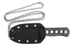 Couteau de cou QSP Canary 141E lame damassée 6,3cm manche ajouré en aluminium + étui Kydex
