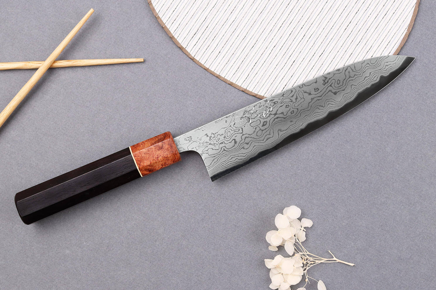 Couteau de chef 18cm japonais artisanal Toshihiro Wakui Aogami 2 damas laminé